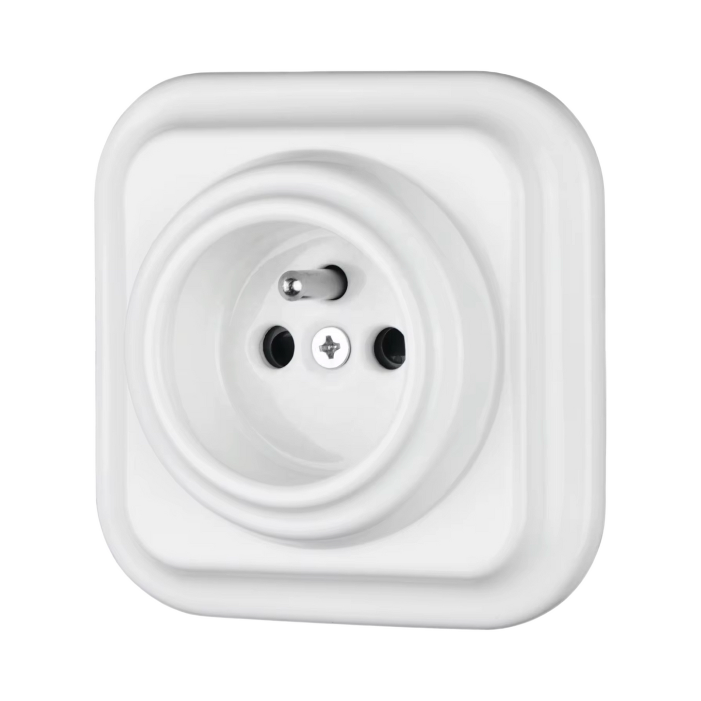 Porcelain Square French Wall Socket White