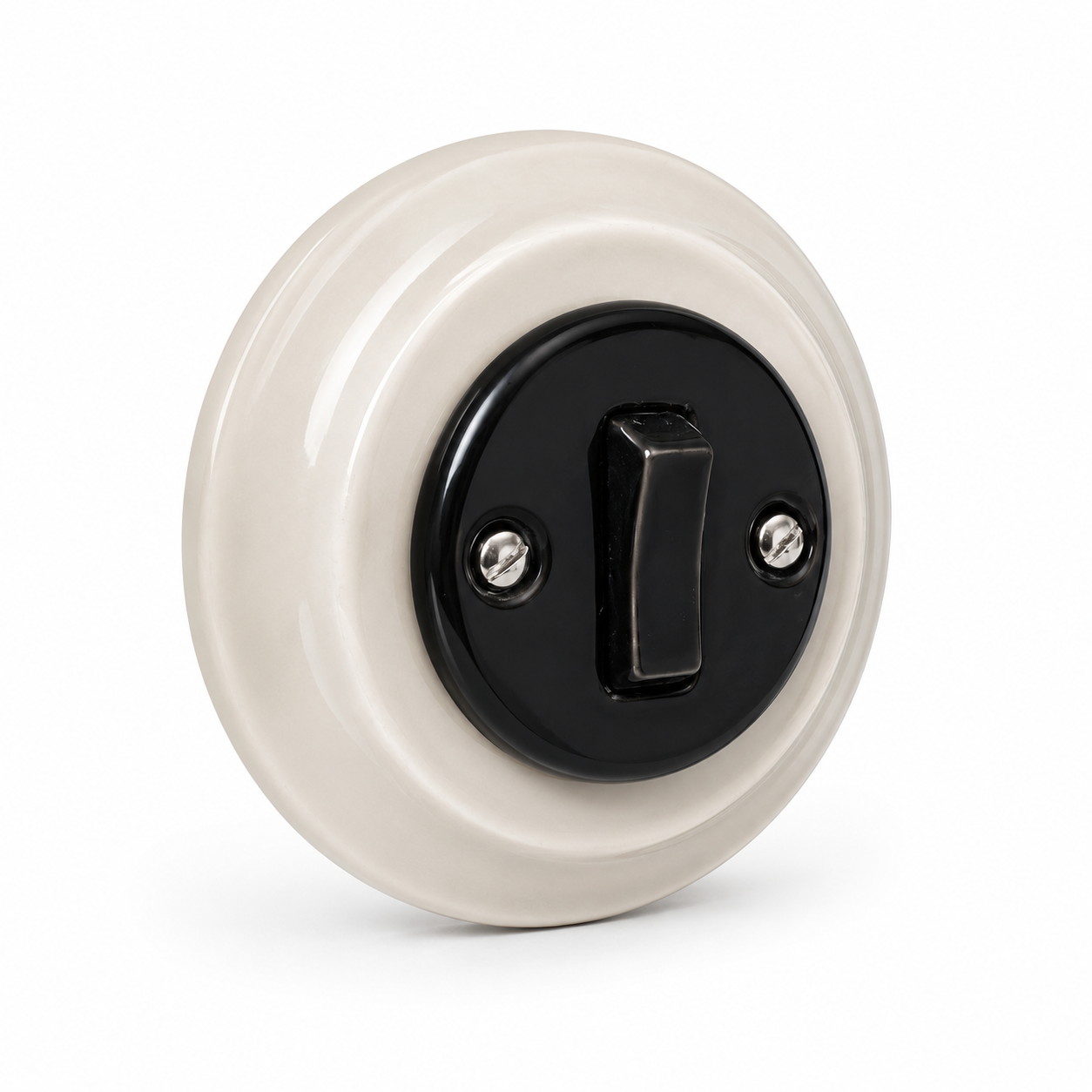 Nero 1 Gang Porcelain Light Switch