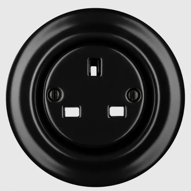 Nero Porcelain Single Type G Plug Socket