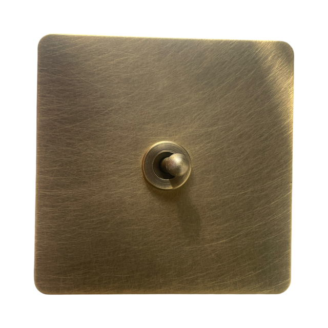 brass toggle light switch close up