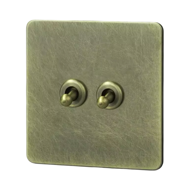 brass toggle light switch 2 gang