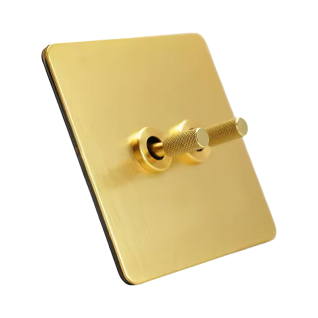 bright brass knurled toggle light switch 2 gang