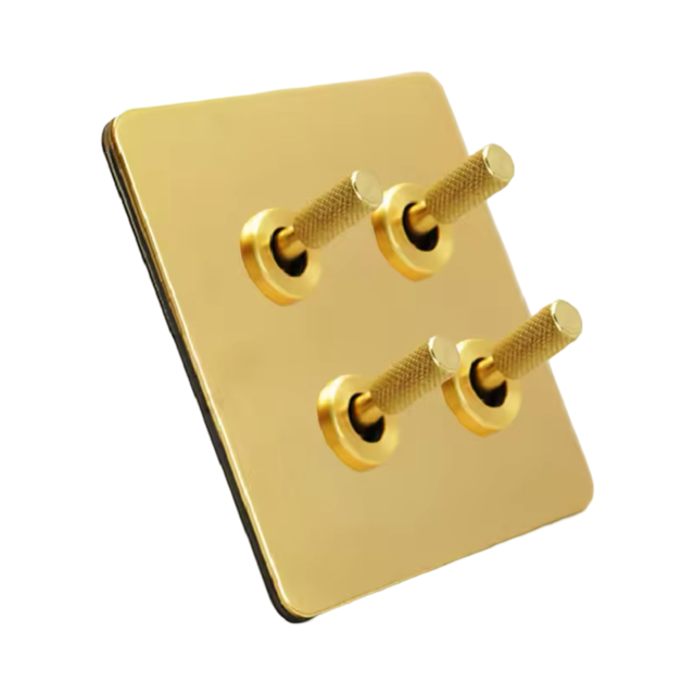 bright brass knurled toggle switch 4 gang 2 way light switch