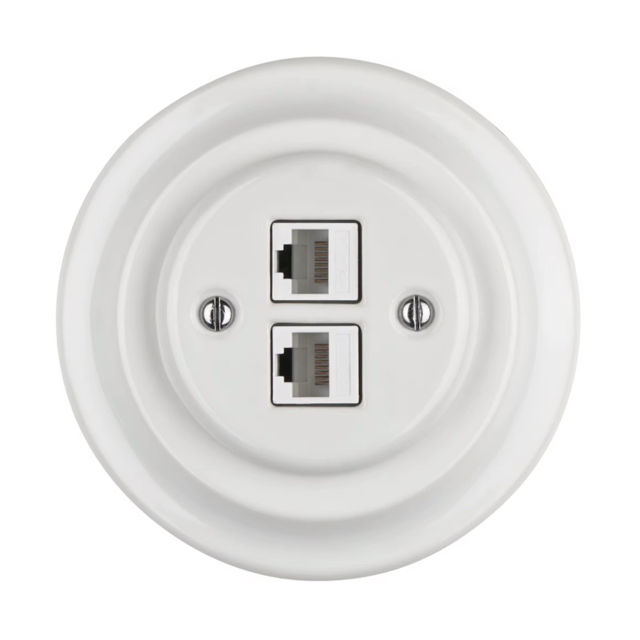 Polar White Porcelain Single Gang Twin Data Network Outlet