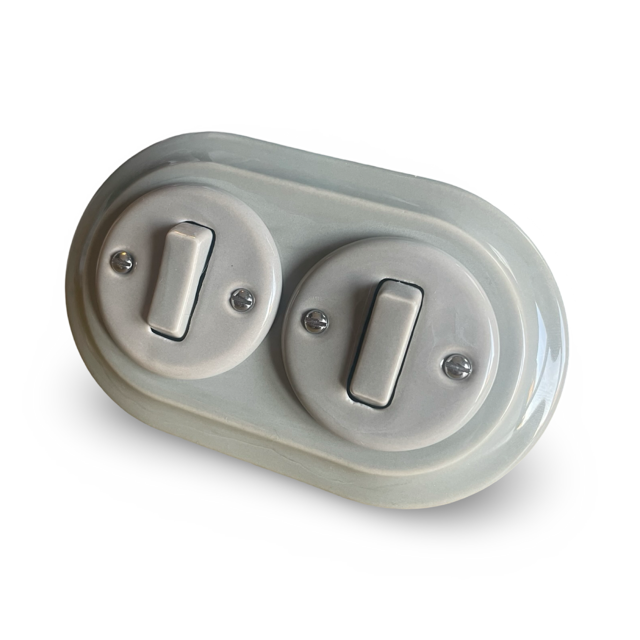 2 Gang Double Porcelain Light Switch Miami Grey
