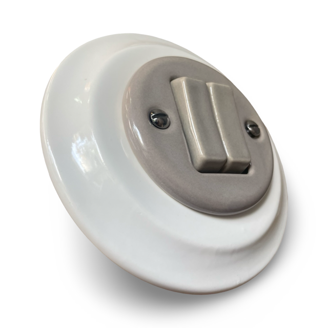 2 Gang 2 Way Porcelain Light Switch Miami Grey White Mix