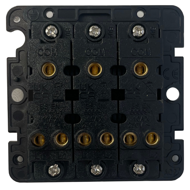 Georgian Antique Brass 3 Gang 2 Way Light Switch