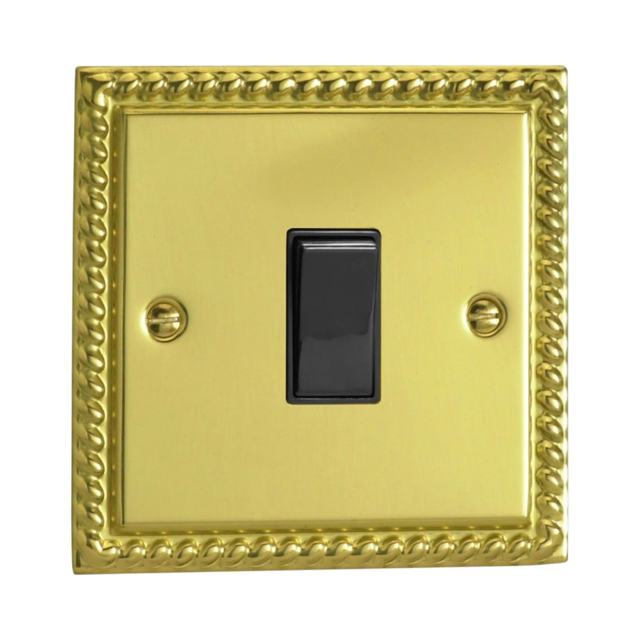 georgian brass light switch with black inserts