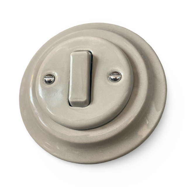 ceramic grey light switch. One gang One way porcelain switch