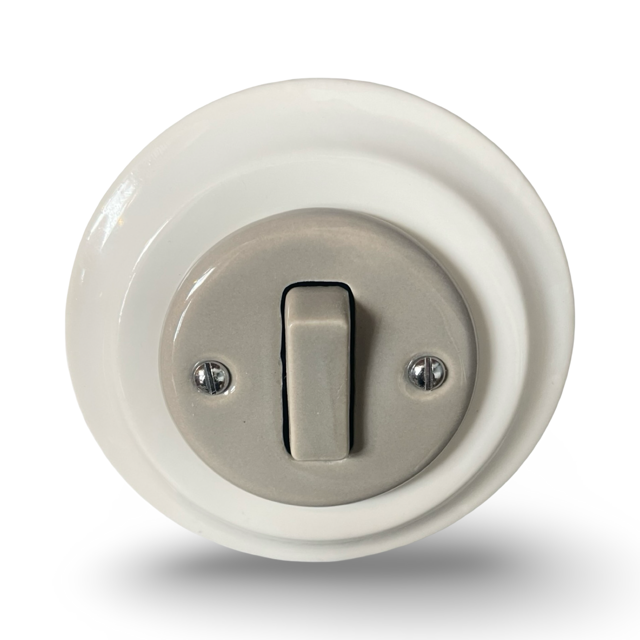 1 Gang 1 Way Porcelain Light Switch Miami Grey White Mix