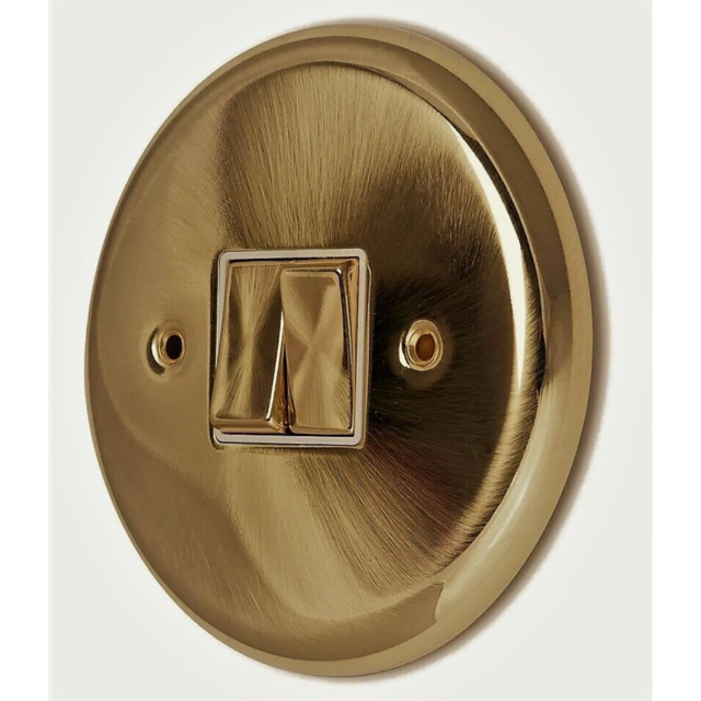 Satin Brass 2 Gang 2 Way Round Light Switch