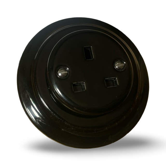 Nero Porcelain Single Type G Plug Socket