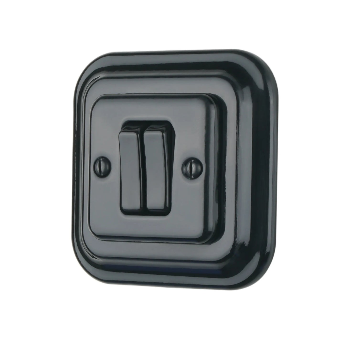 black porcelain double light switch