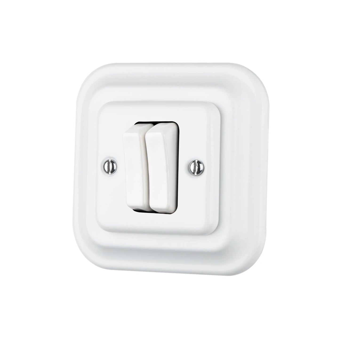 white porcelain ceramic double light switch