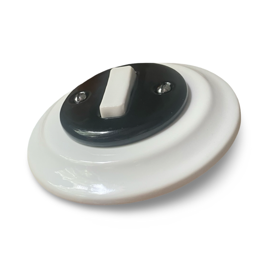 1 Gang 2 Way Porcelain Light Switch White Switch