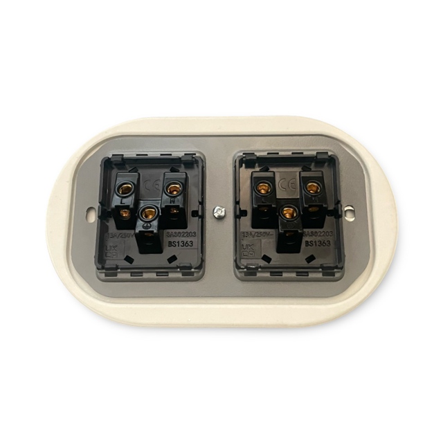 Polar White Porcelain Double Type G Plug Socket