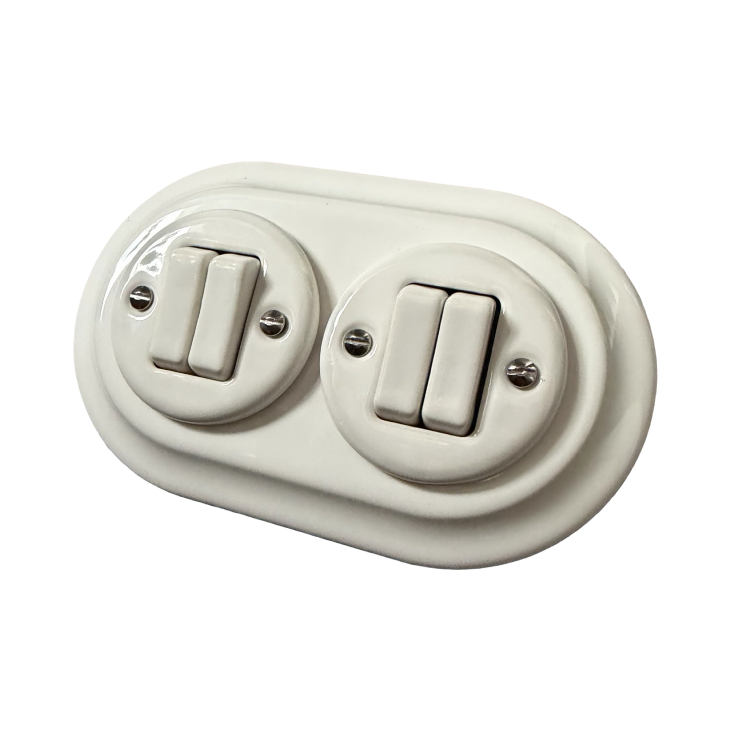 4 Gang Double Porcelain Light Switch Polar White