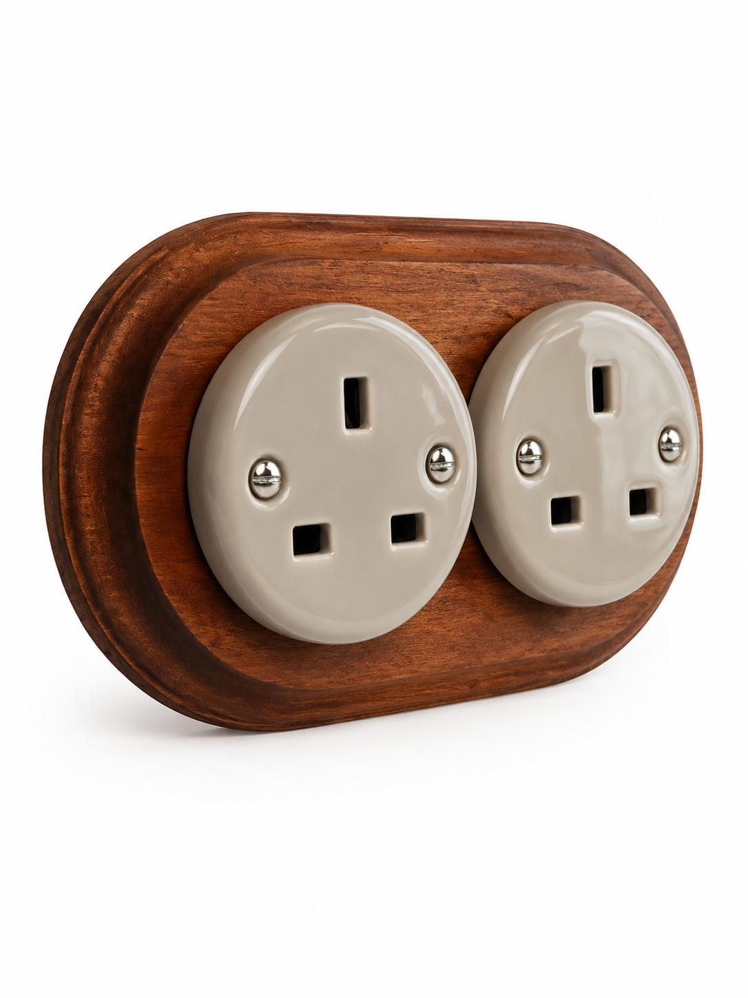 Grey Mix Mahogany Porcelain Double Type G Plug Socket