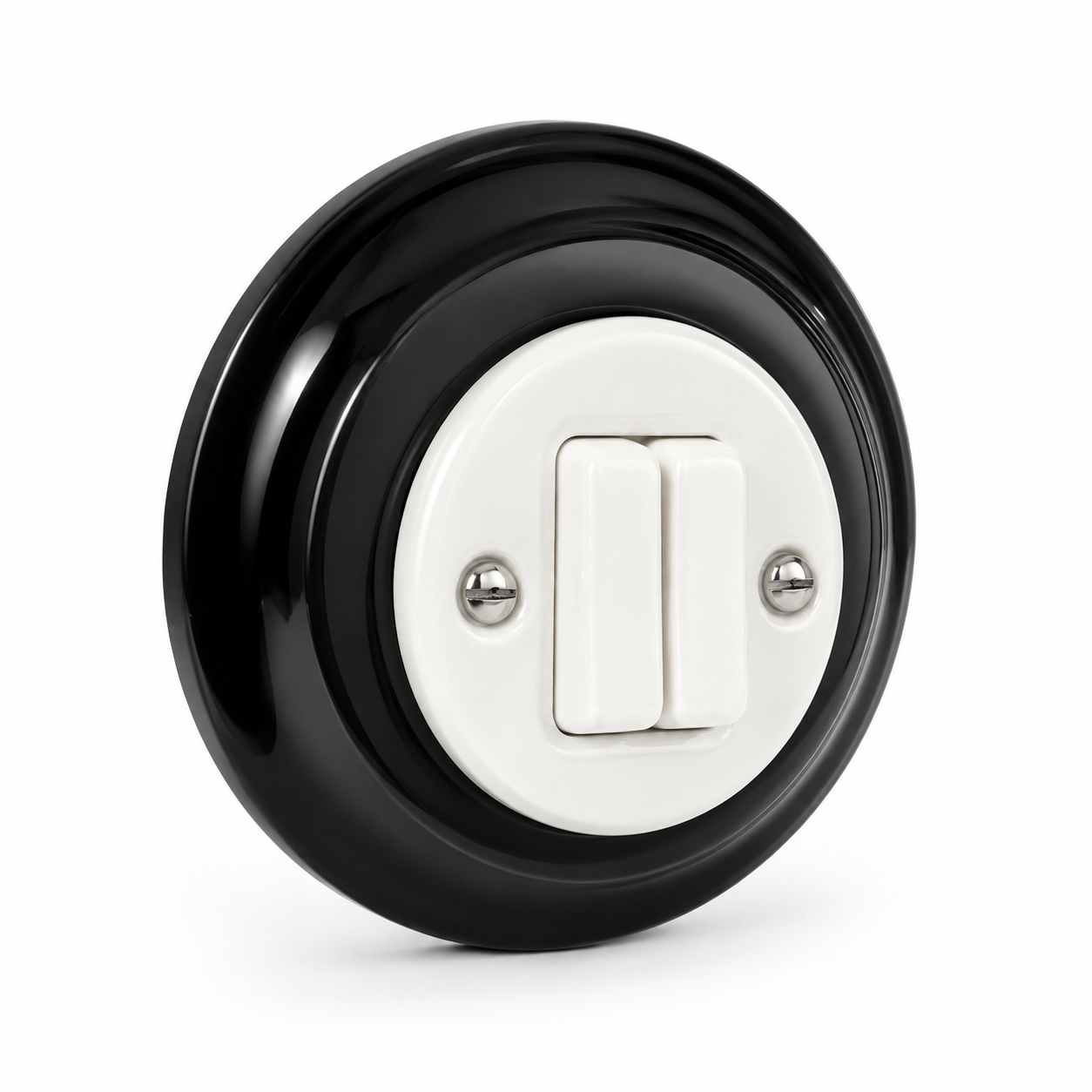 Polar White 2 Gang Porcelain Light Switch