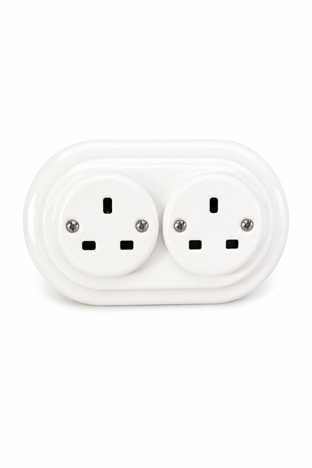 Polar White Porcelain Double Type G Plug Socket