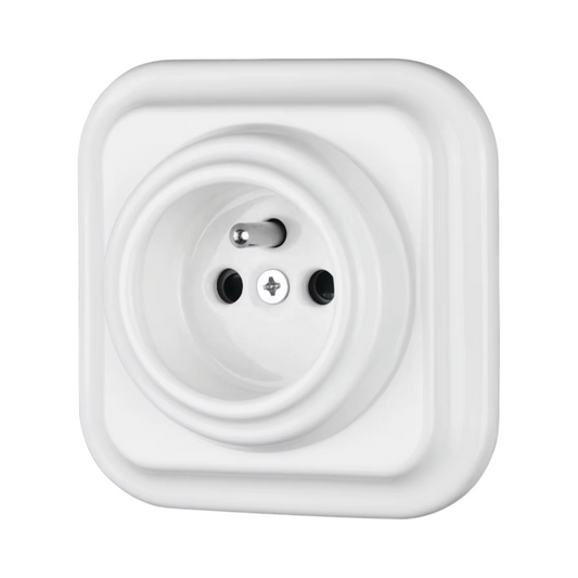 Porcelain Square French Wall Socket White