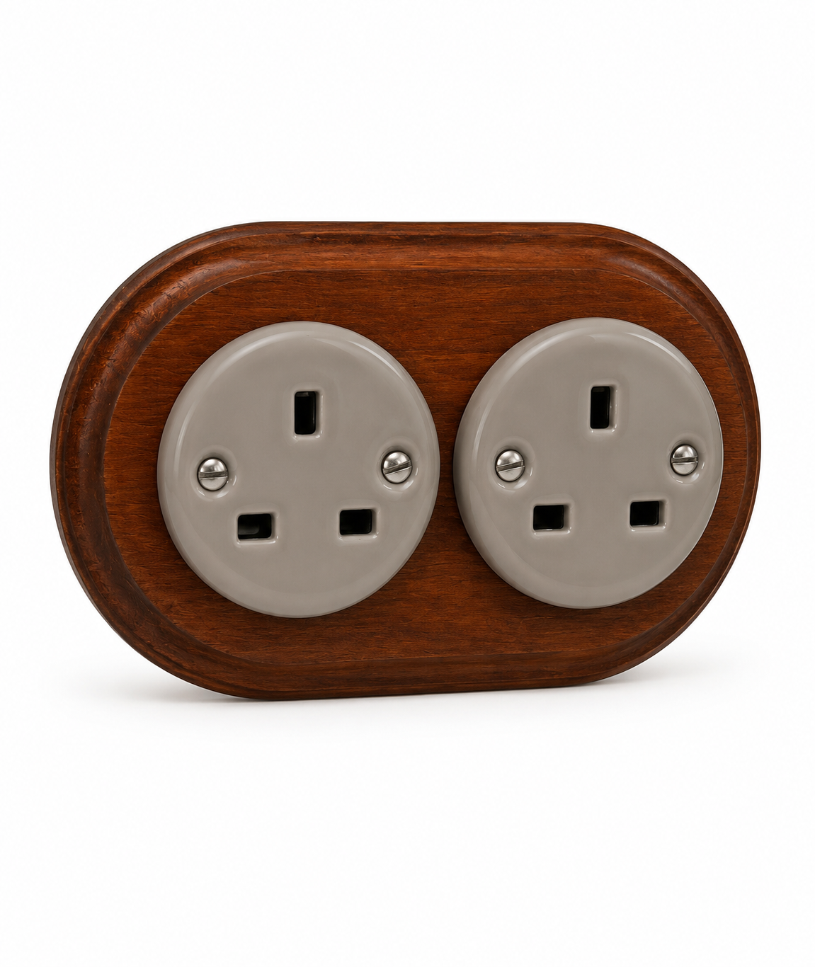 Grey Mix Mahogany Porcelain Double Type G Plug Socket