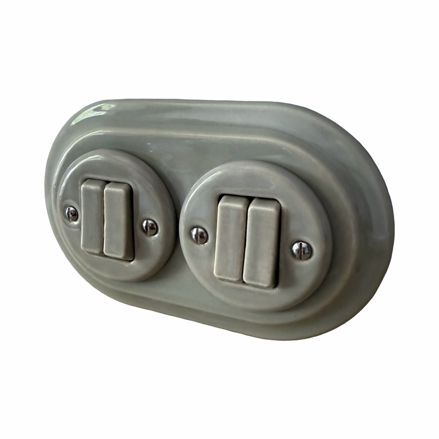 4 Gang Double Porcelain Light Switch Miami Grey