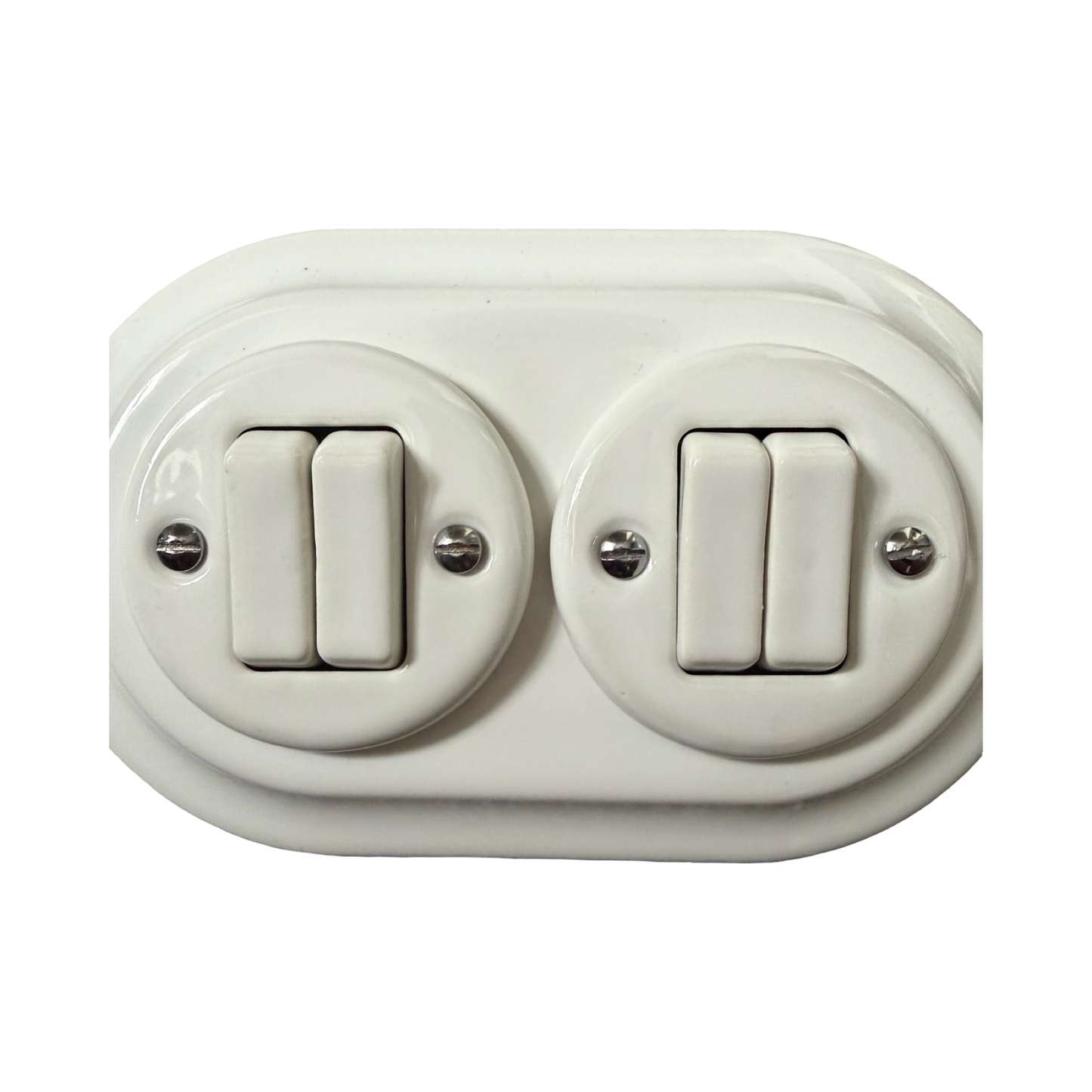 4 Gang Double Porcelain Light Switch Polar White