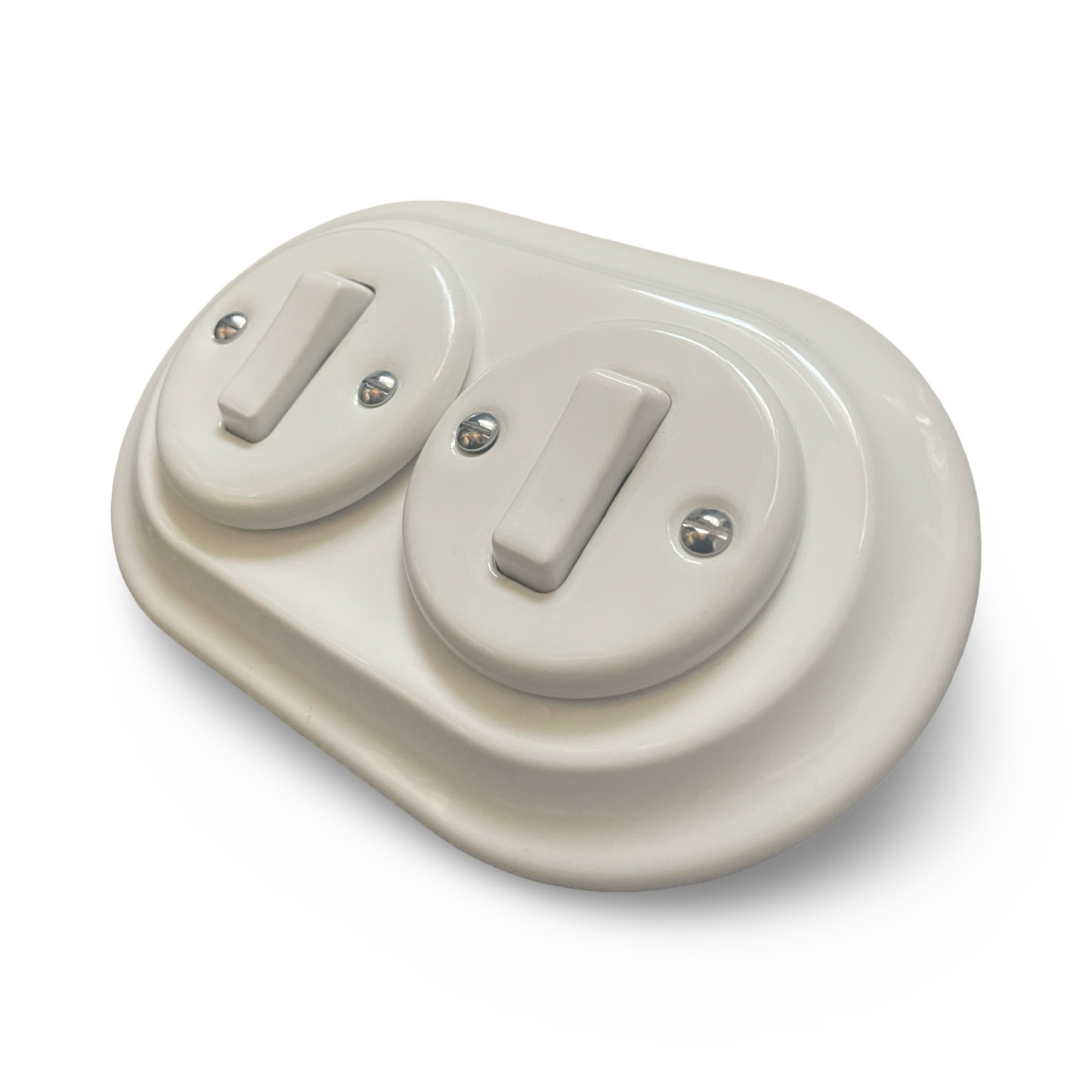 2 Gang Double Porcelain Light Switch Polar White