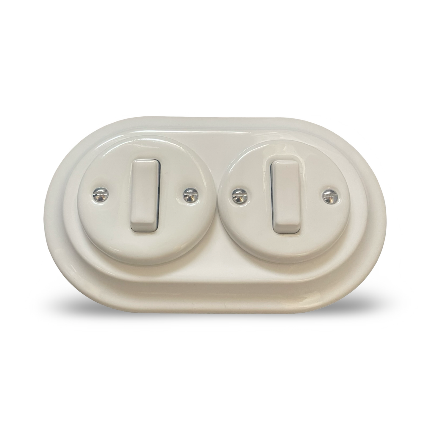 2 Gang Double Porcelain Light Switch Polar White