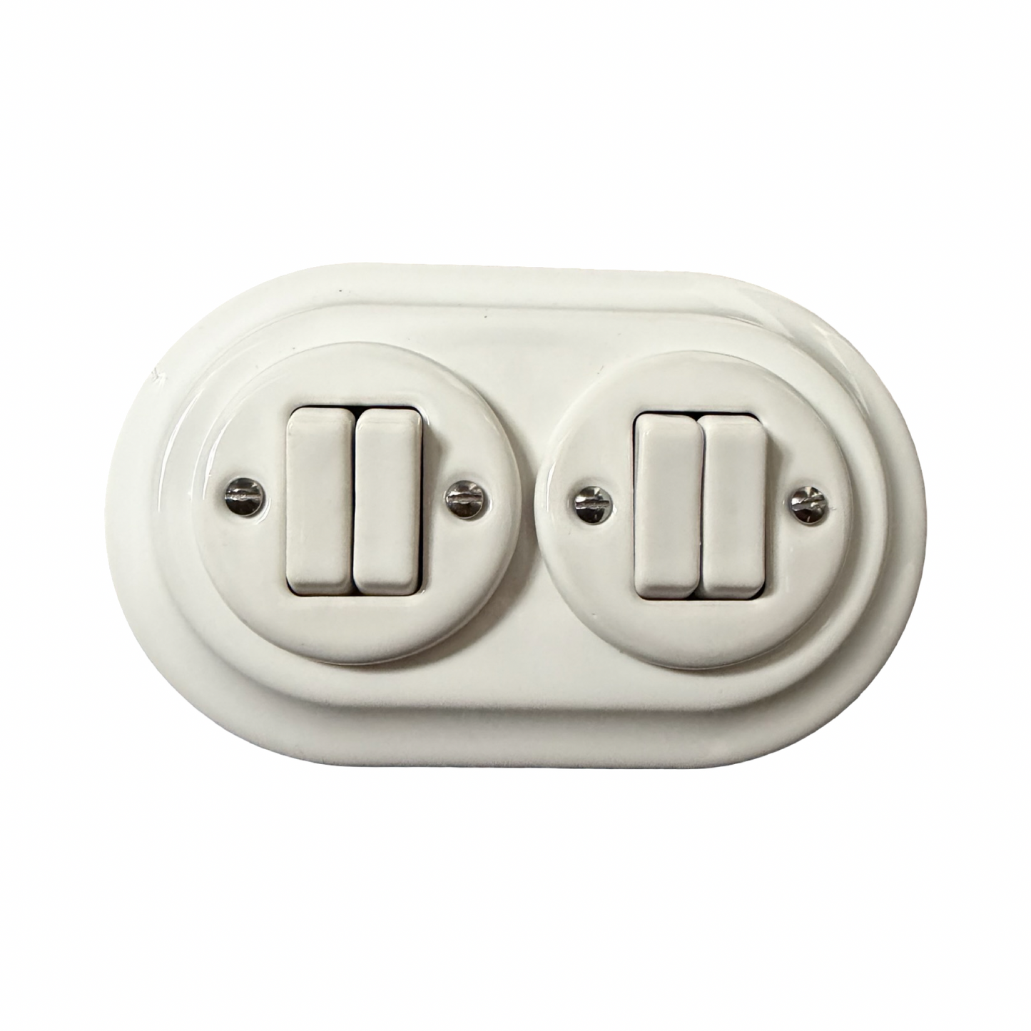 4 Gang Double Porcelain Light Switch Polar White