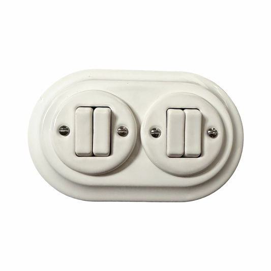 4 Gang Double Porcelain Light Switch Polar White