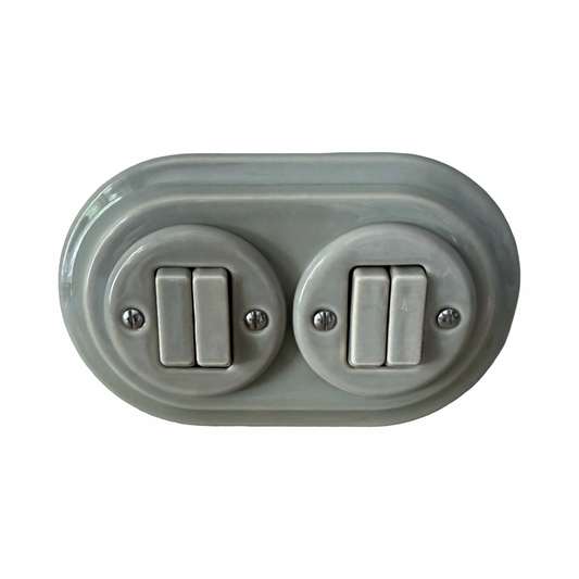 4 Gang Double Porcelain Light Switch Miami Grey