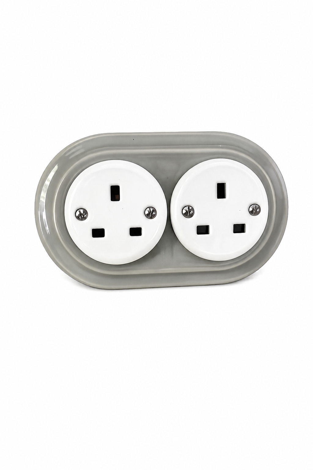 Polar White Porcelain Double Type G Plug Socket