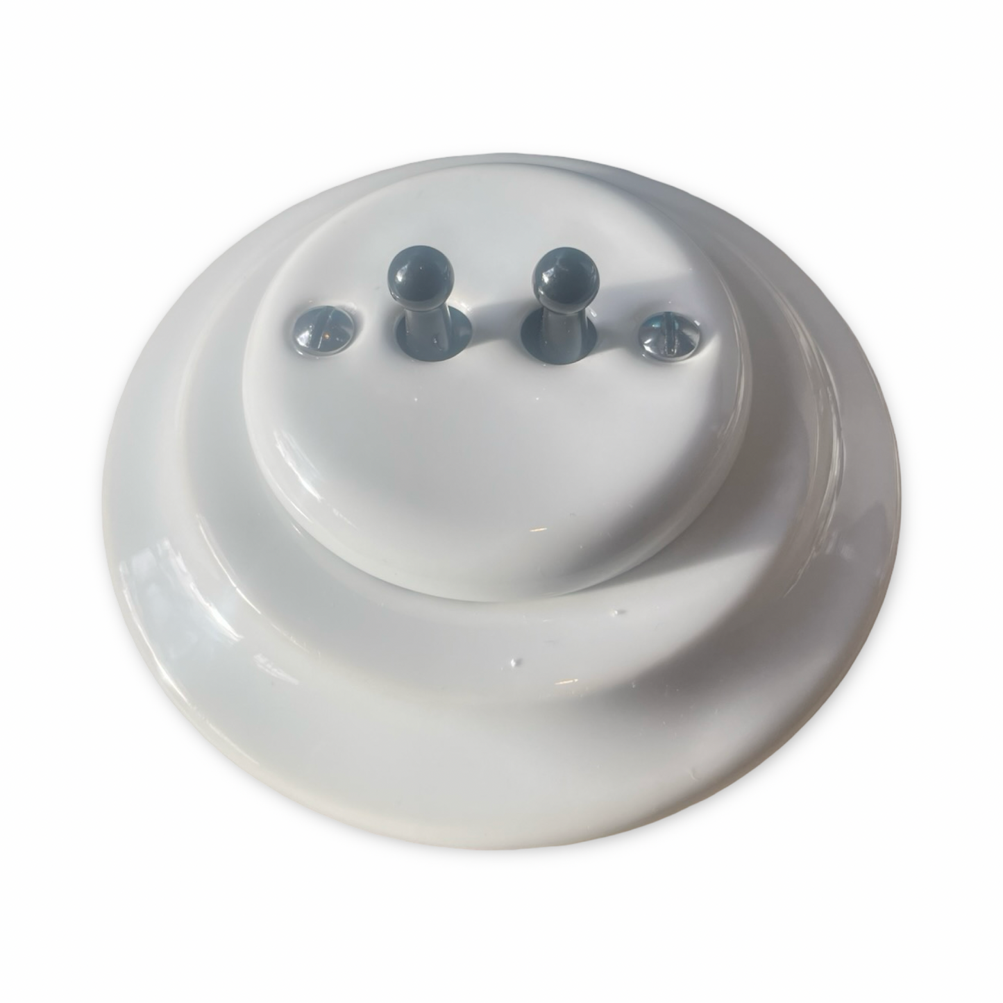 2 Gang 2 Way Porcelain Dolly Light Switch Black Toggles