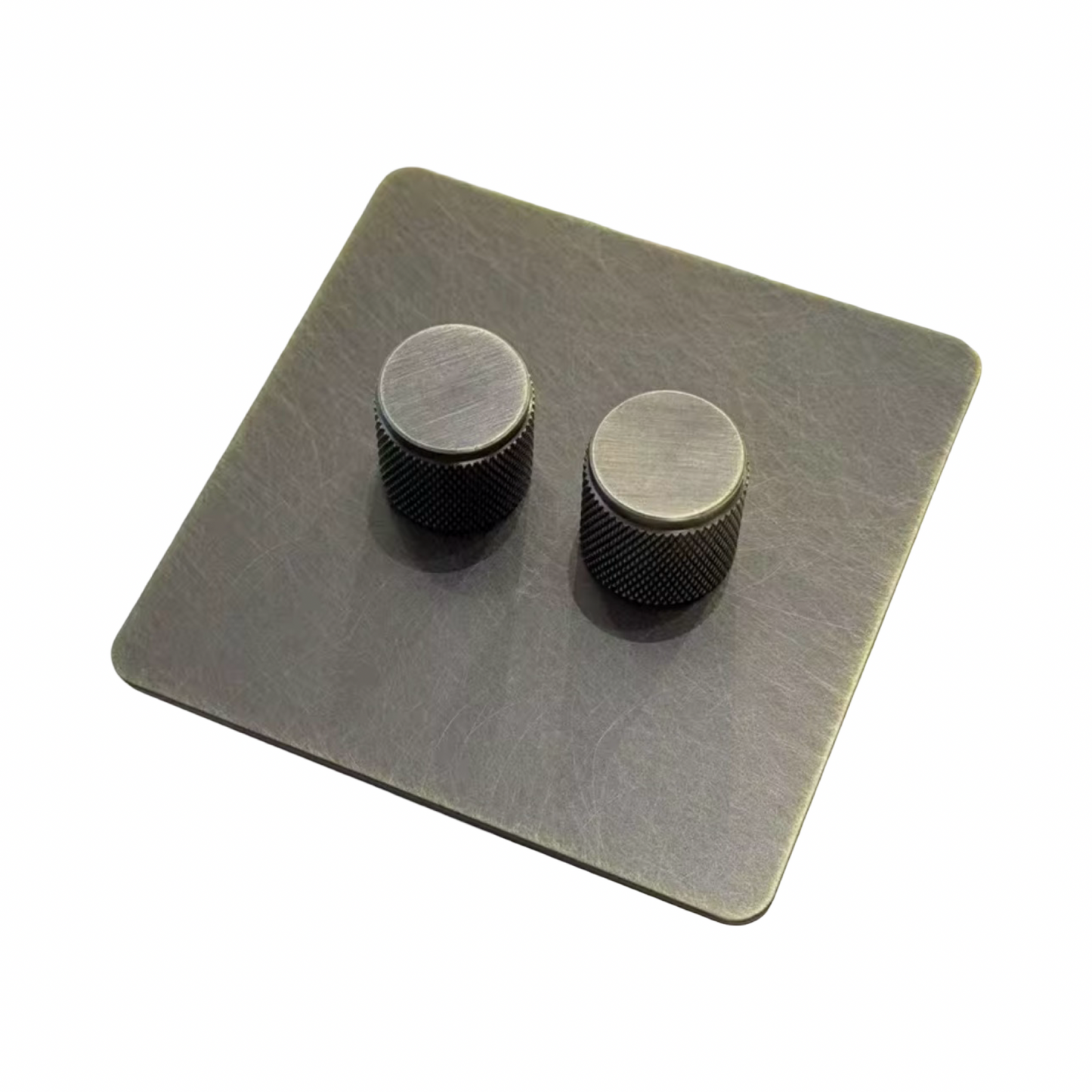 Brushed & Aged Brass Double Dimmer Light Switch