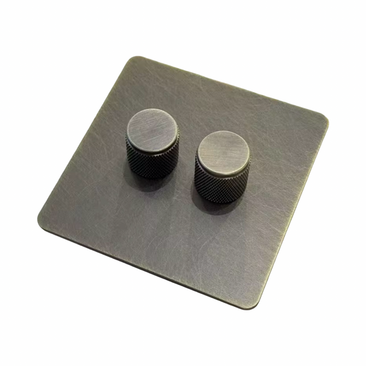 Brushed & Aged Brass Double Dimmer Light Switch