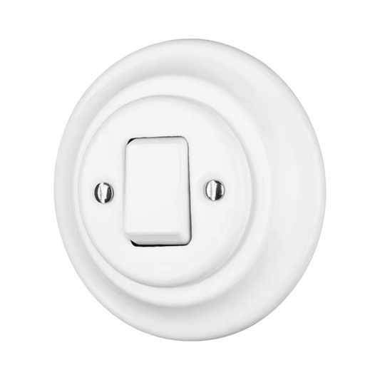 Polar White 1 Gang Porcelain Light Switch Wide Button