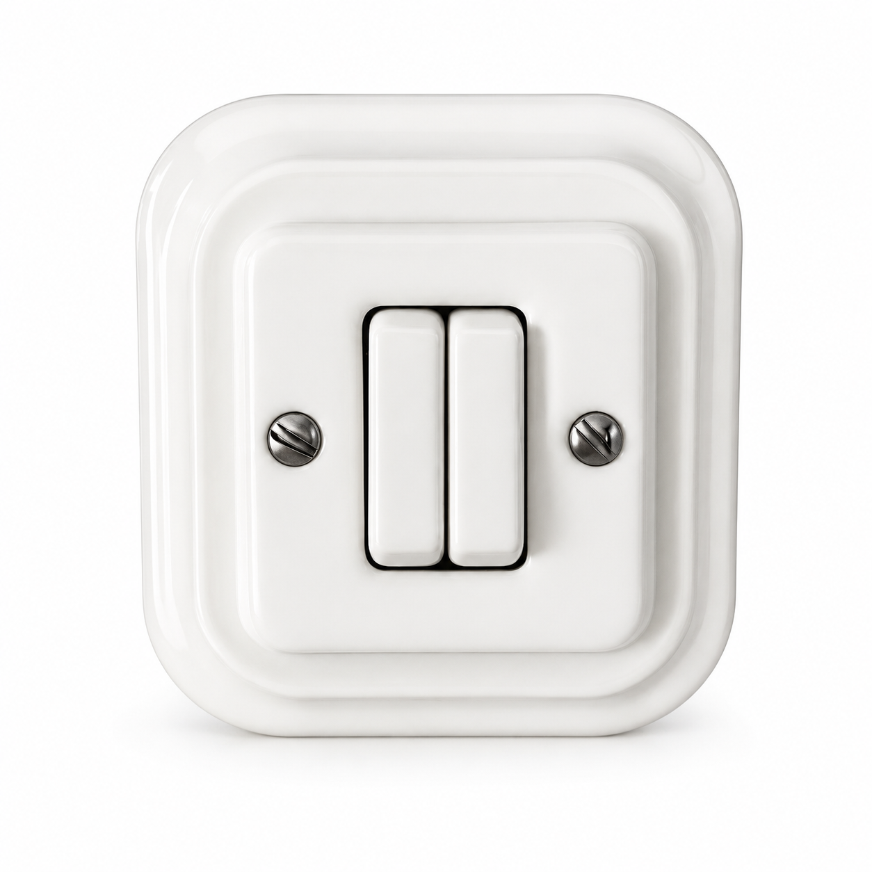 Polar White 2 Gang 2 Way Square Porcelain Light Switch