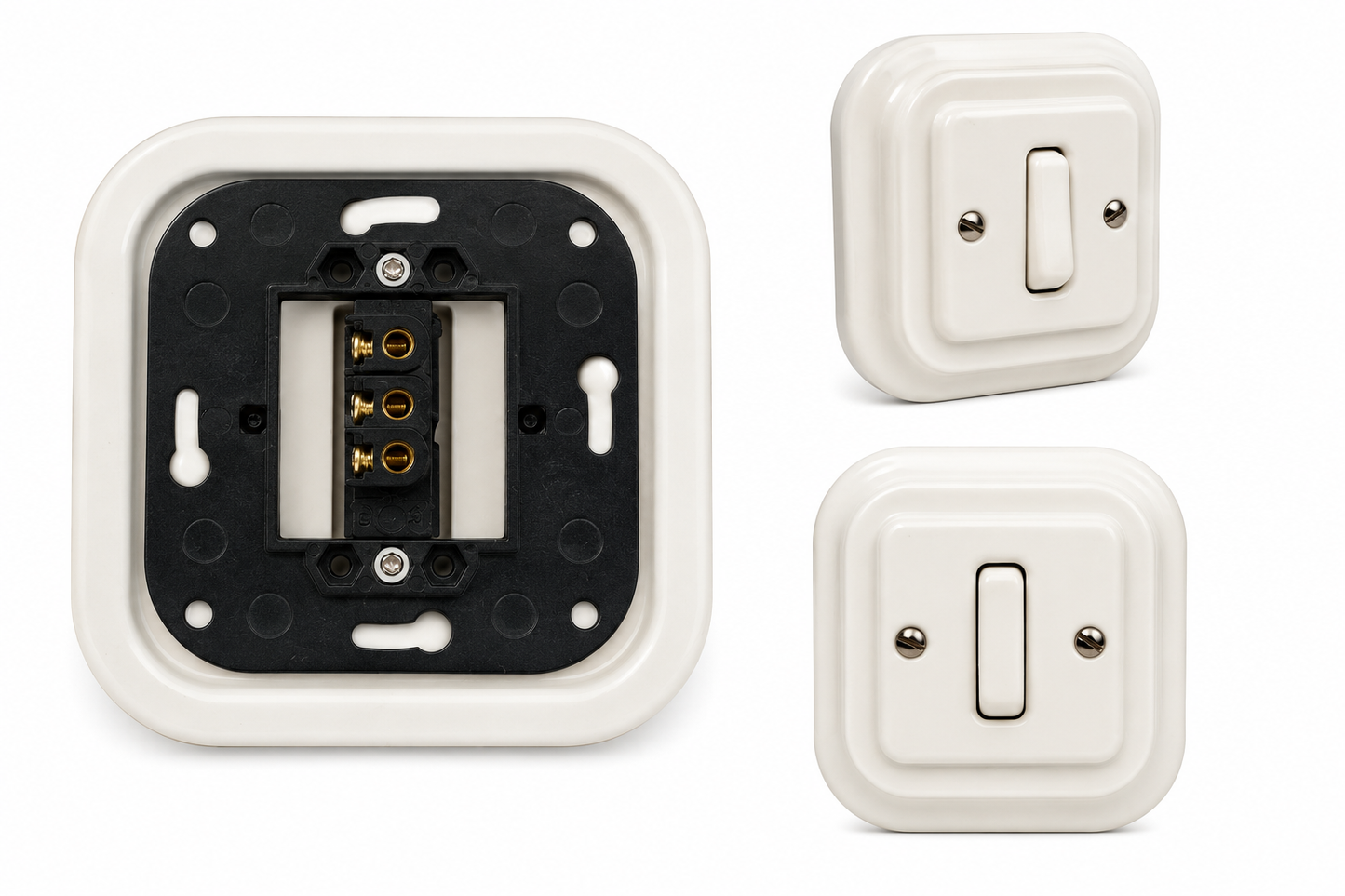 Polar White 1 Gang 2 Way Square Porcelain Light Switch