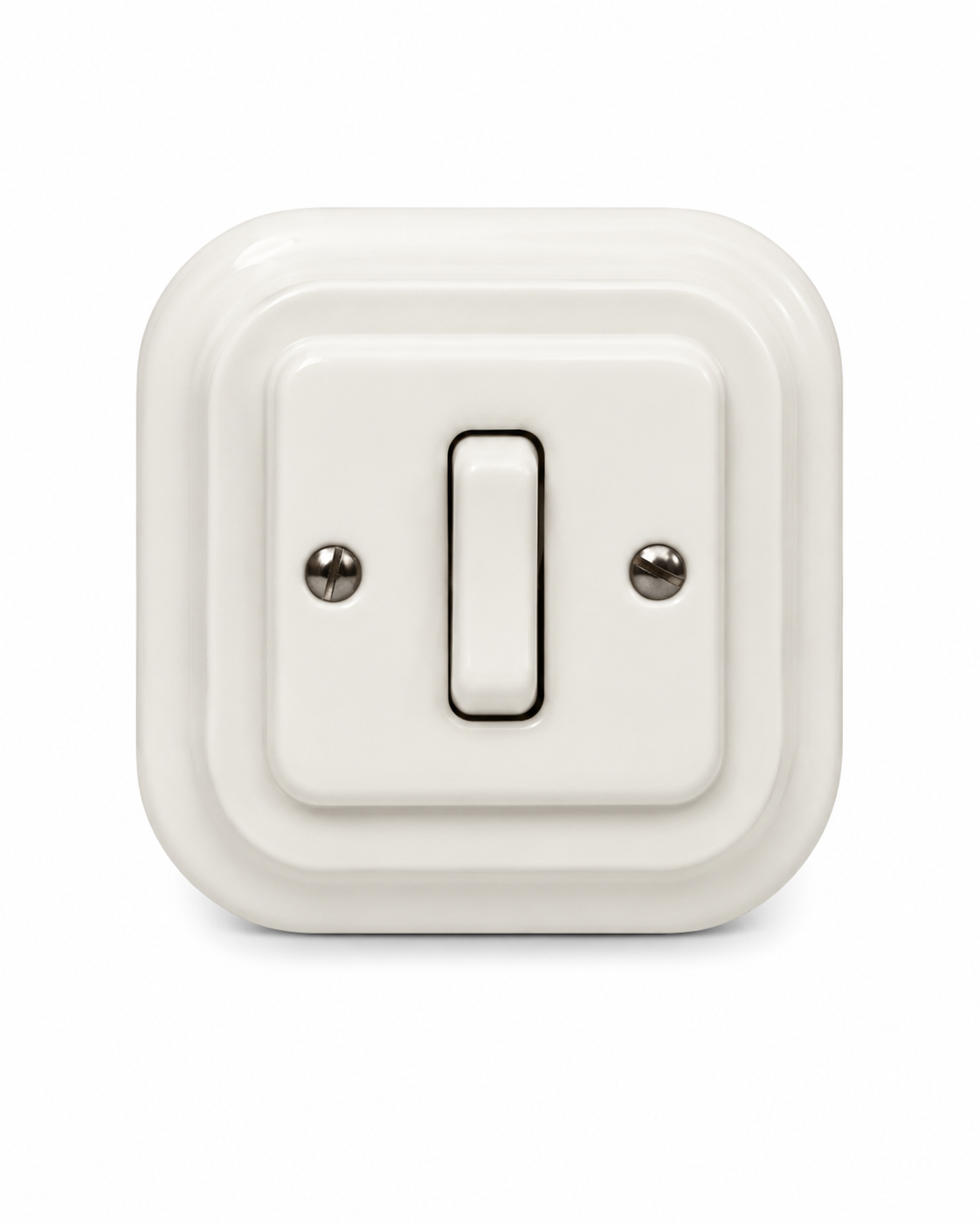 Polar White 1 Gang 2 Way Square Porcelain Light Switch