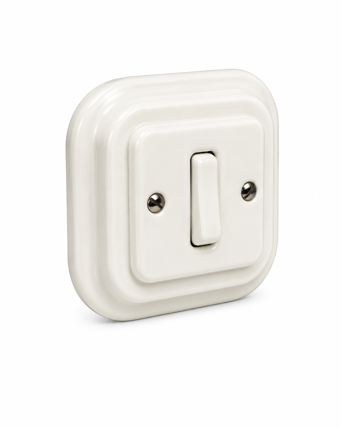 Polar White 1 Gang 2 Way Square Porcelain Light Switch