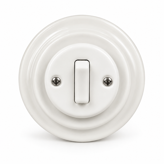 Polar White 1 Gang 2 Way Porcelain Light Switch