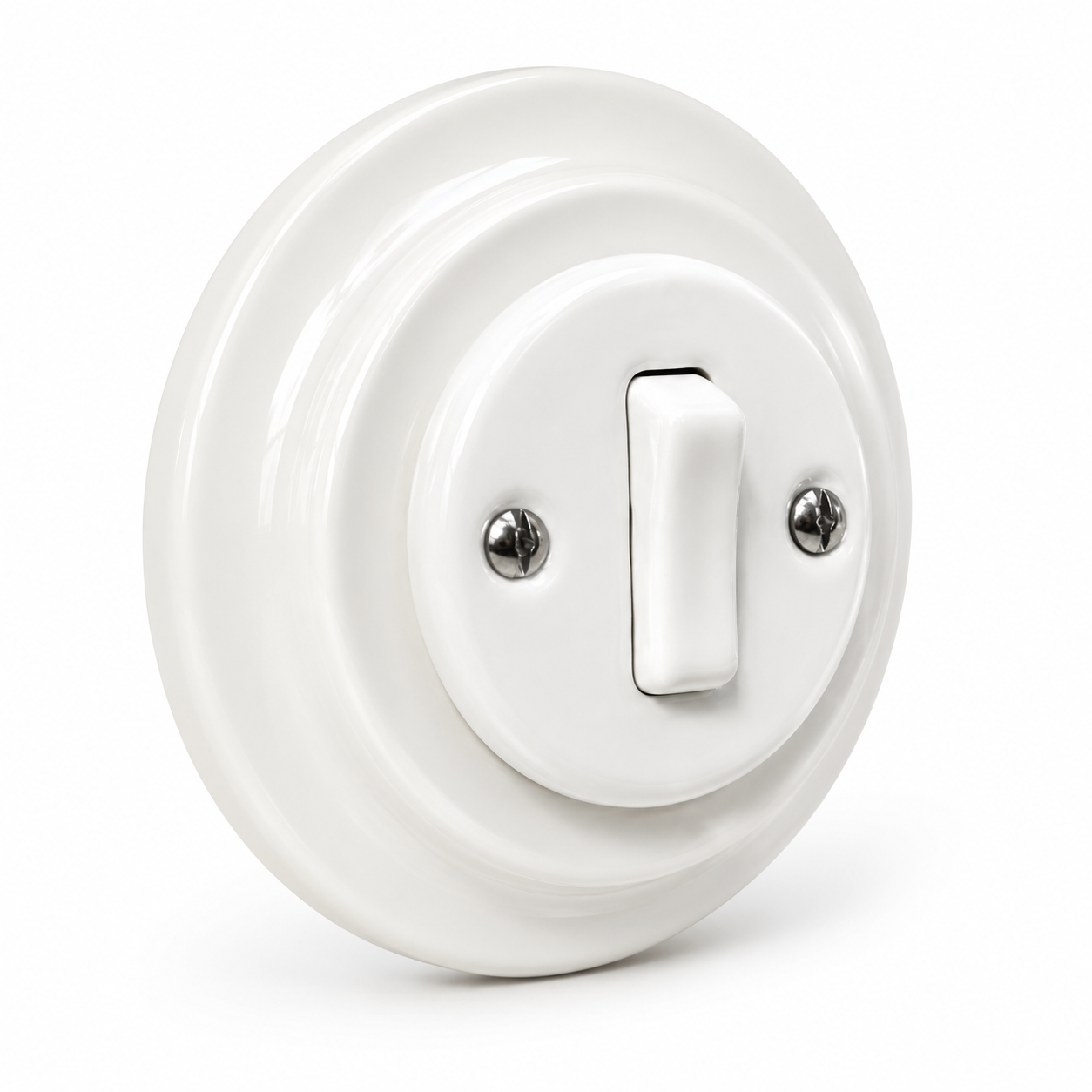 Polar White 1 Gang 2 Way Porcelain Light Switch