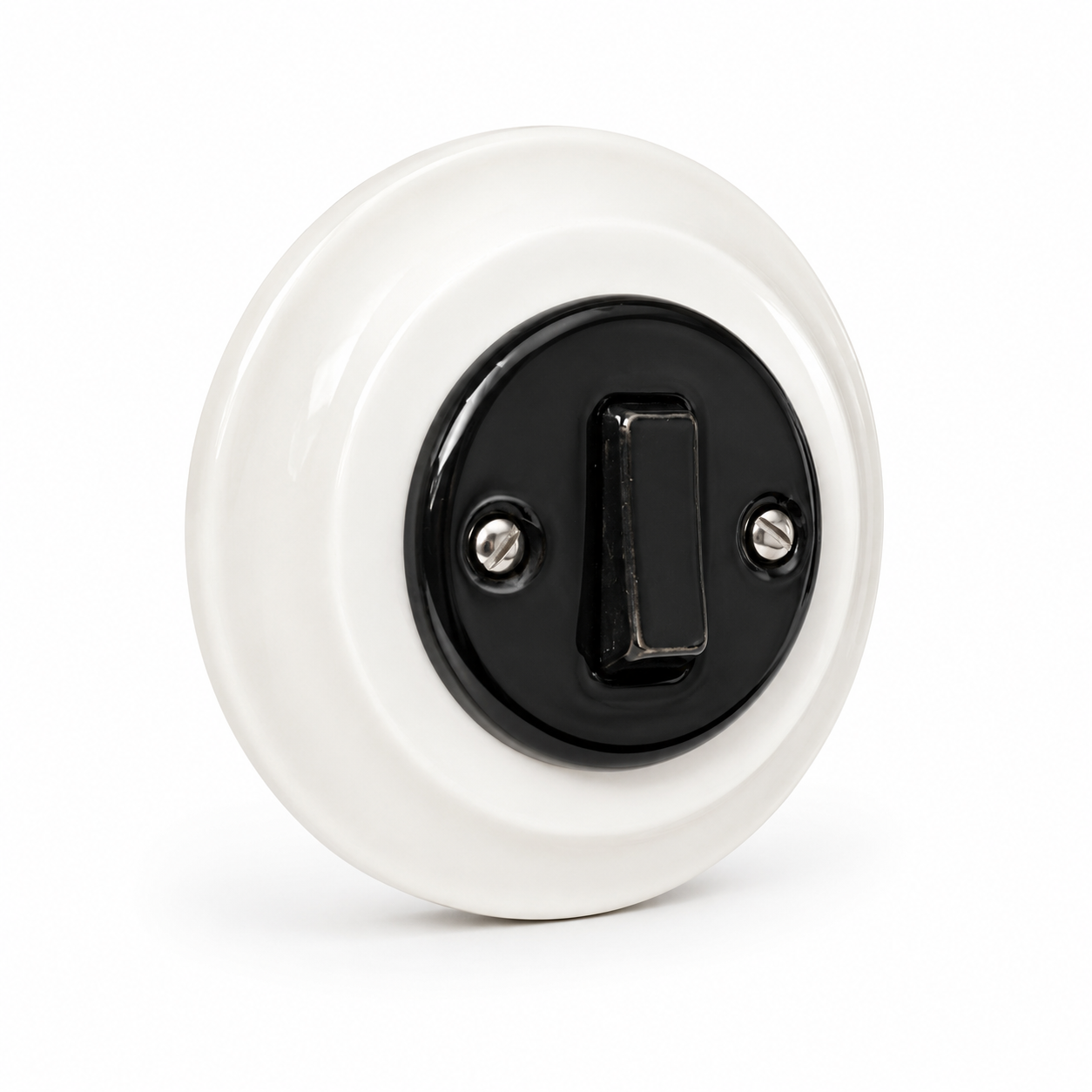 Nero 1 Gang Porcelain Light Switch