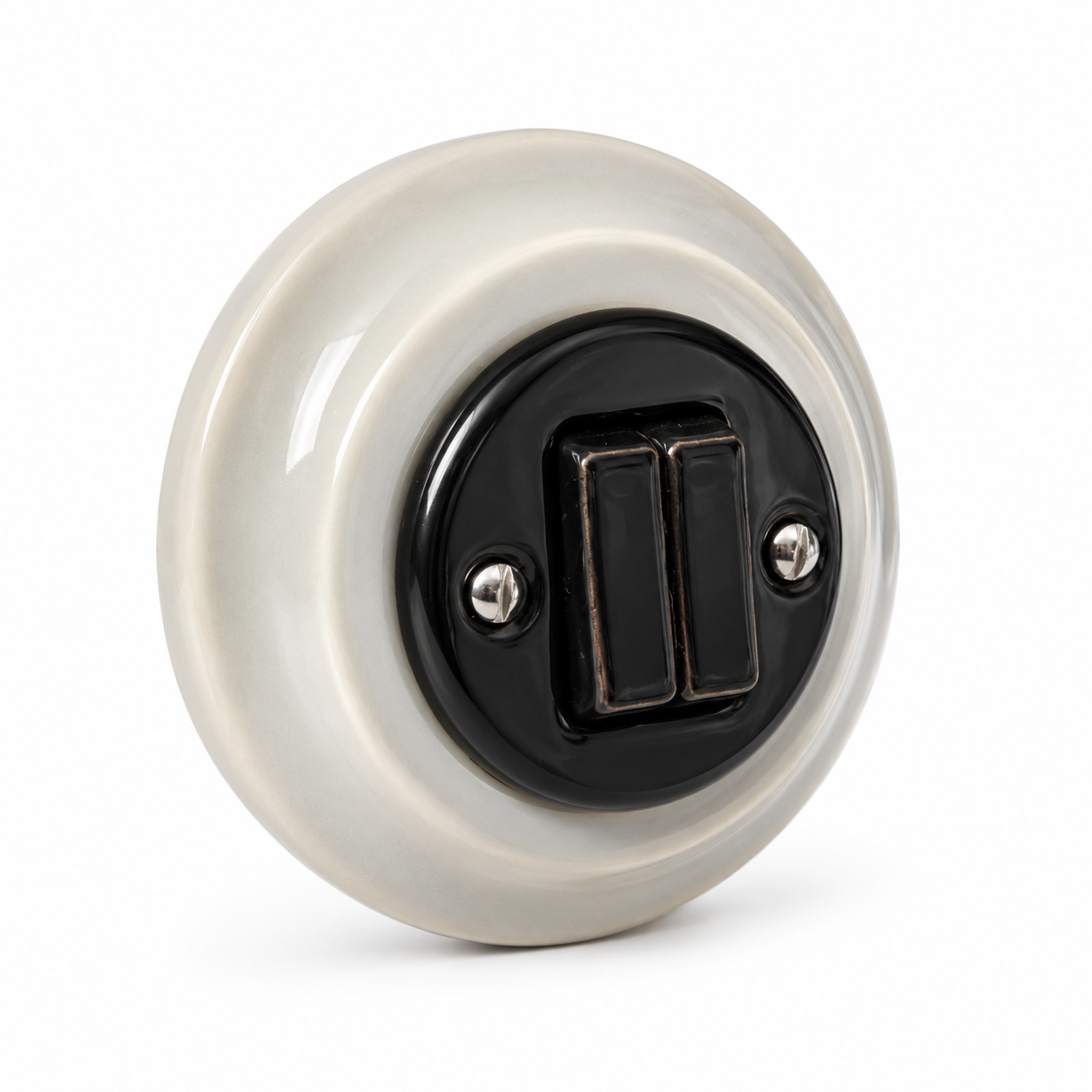 Nero 2 Gang 2 Way porcelain Light Switch