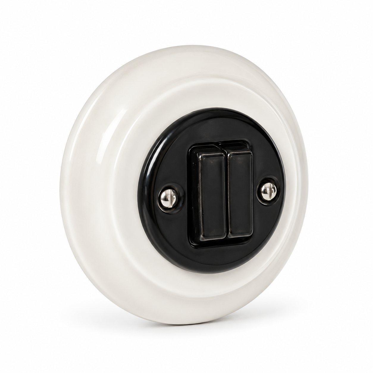 Nero 2 Gang 2 Way porcelain Light Switch