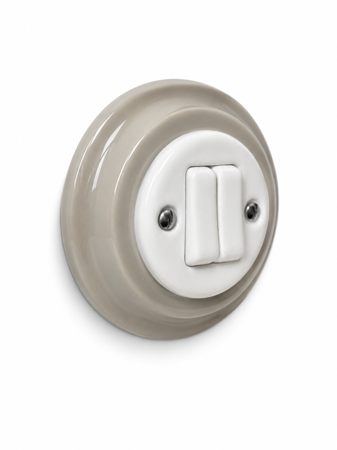 Polar White 2 Gang Porcelain Light Switch