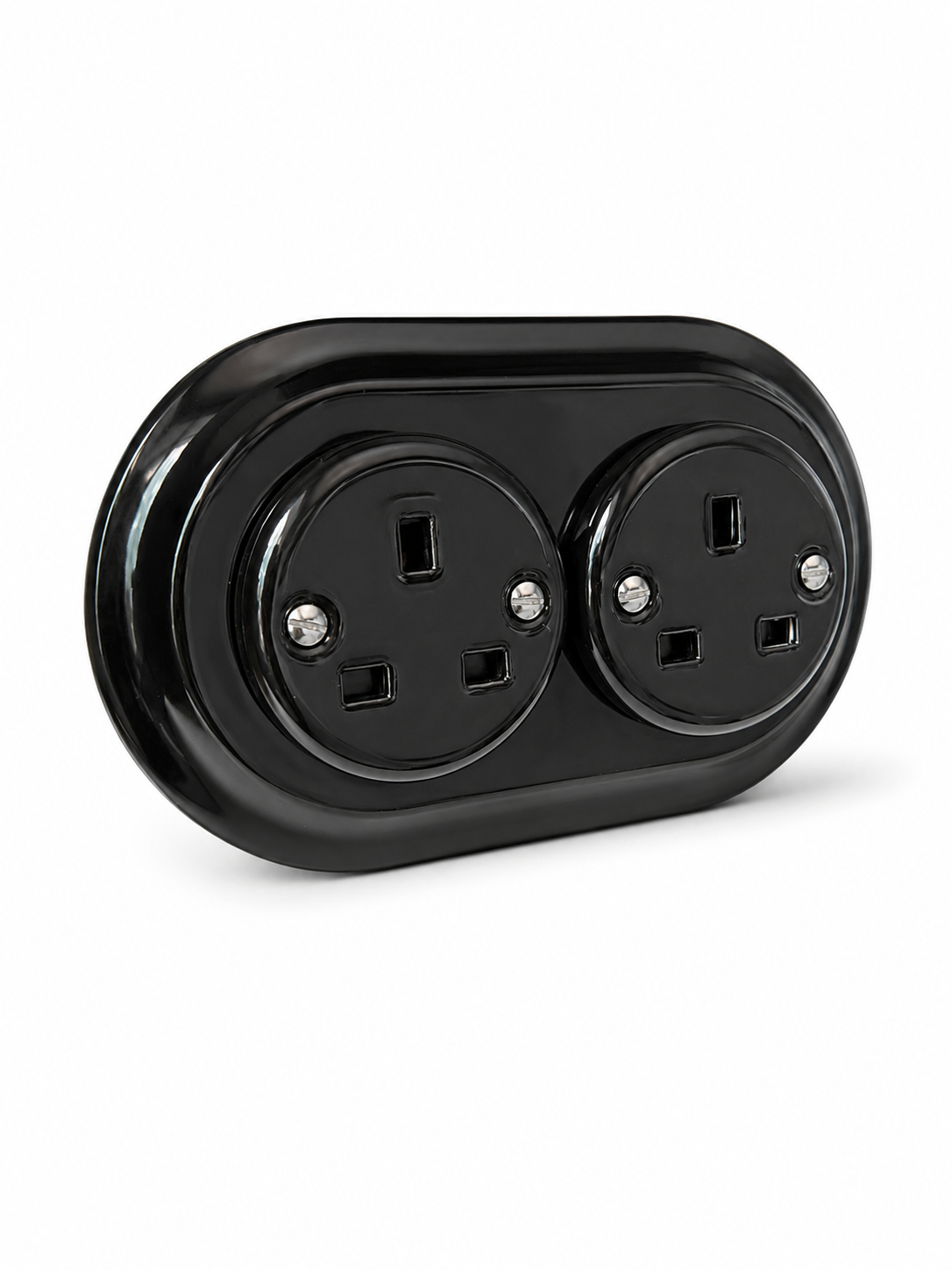 Black ceramic double plug socket