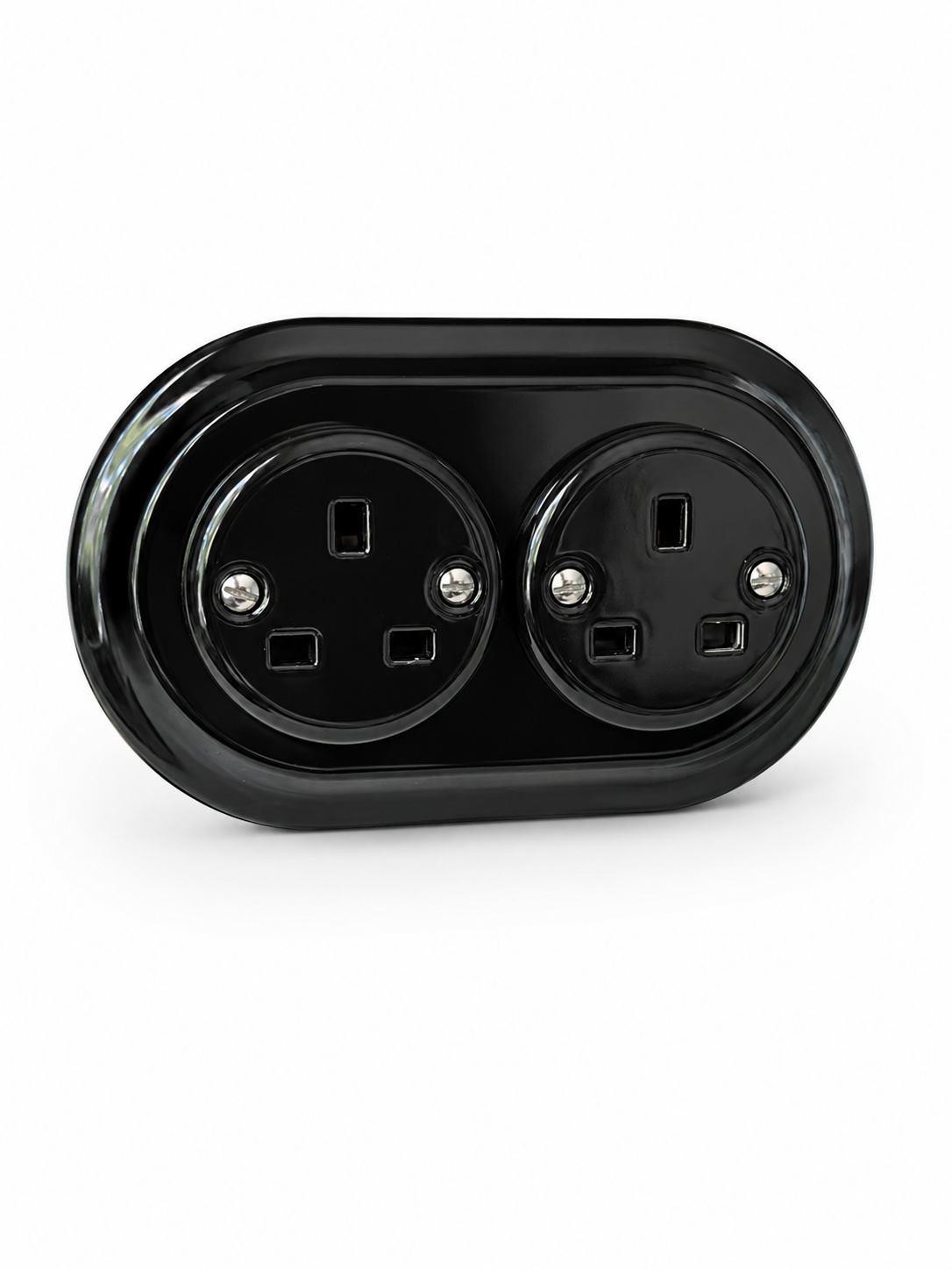 Nero Porcelain Double Type G Plug Socket